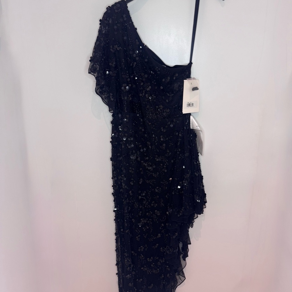 Mac Duggal Black Sequin One-Shoulder Dress